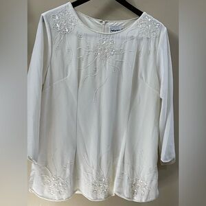 Anthony Richards Cream Blouse with Sequins Size 12 NWOT
